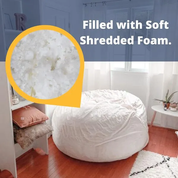 ULTIMATE SACK 6ft Bean Bag Chair & Footstool, Oversize Bean Bag Chair for Adults, Comfy Chair Bean Bag Couch Lounge Sofa Loveseat Furniture | Charcoal Fur