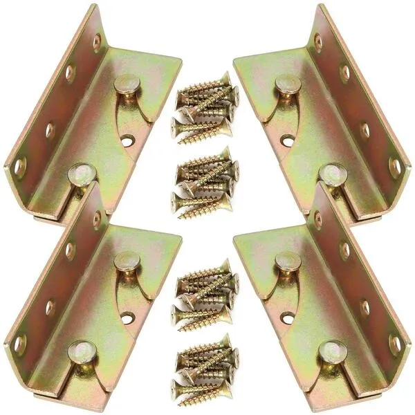 4 Sets Bed Rail Fittings No-Mortise Bed Rail Brackets Heavy Duty Bed Frame Hardware Rust Proof Bed Frame Connectors with Screws for Headboards, Footboards Hold