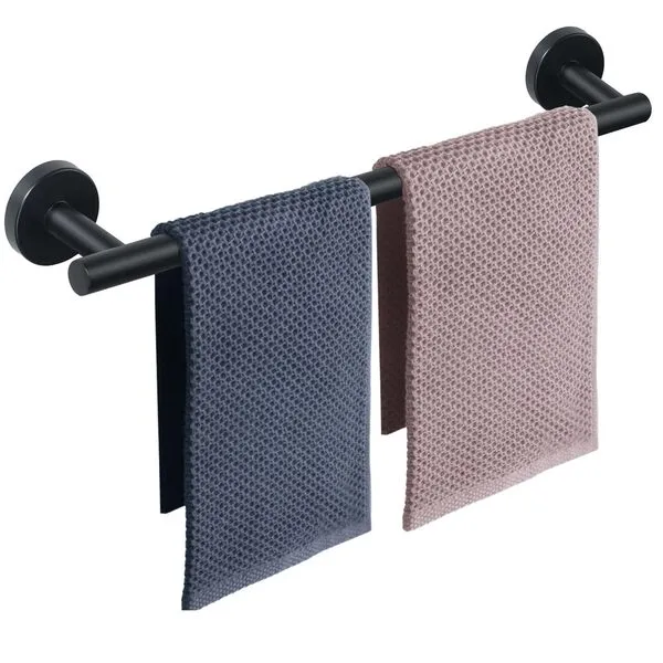 NearMoon Bathroom Towel Bar, Bath Accessories Thicken Stainless Steel Shower Towel Rack for Bathroom, Towel Holder Wall Mounted (1 Pack, Matte Black, 24 Inch)