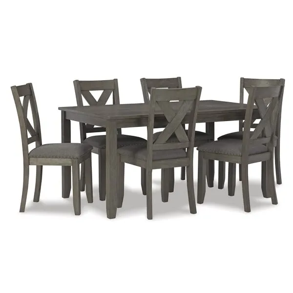 Signature Design by Ashley Caitbrook Rustic 7 Piece Dining Set, Include Table and 6 Chairs, Gray
