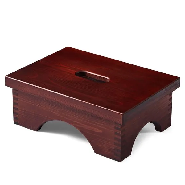 ECROCY Wooden Step Stool, One Step Stool for Adults, Wooden Bedside Step Stool with 400 Lbs Load Capacity, No Assembly Required Step Stool for Kitchen Bedroom Bathroom - Rosewood