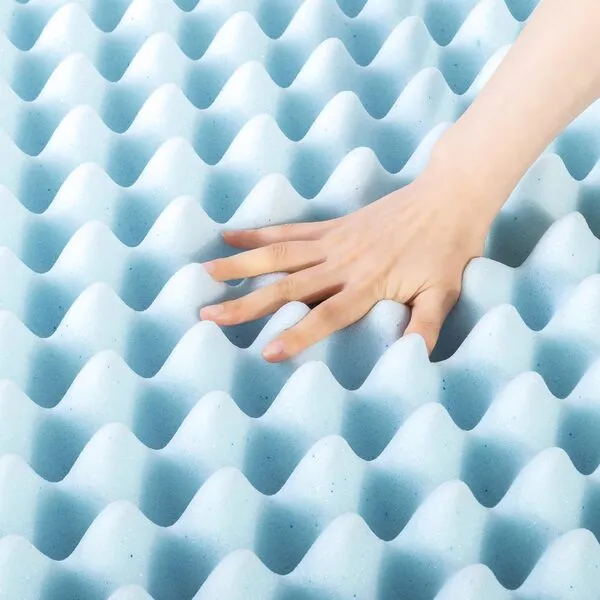 Best Price Mattress 4 Inch Egg Crate Memory Foam Mattress Topper with Cooling Gel Infusion, CertiPUR-US Certified, King, Light Blue