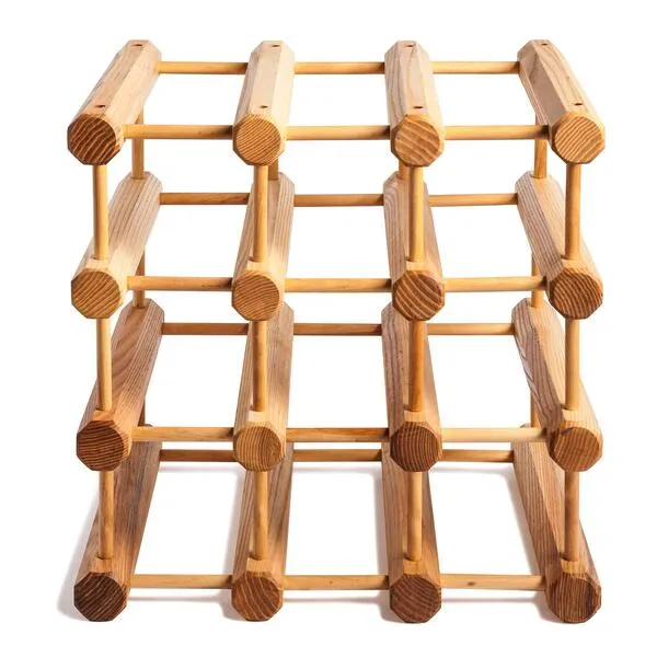 J.K. Adams Wood Stackable Modular Wine Rack Storage Holder with Natural Pins, 12 Bottle, Ash