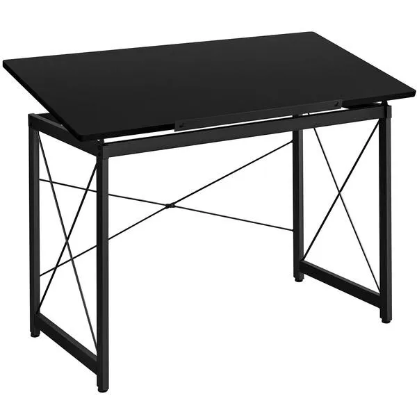 Topeakmart Angle Adjustable Drafting Table Writing Desk for Artists Tilting Tabletop Basic Drawing Desk with Adjustable Tabletop & Pencil Ledge Black