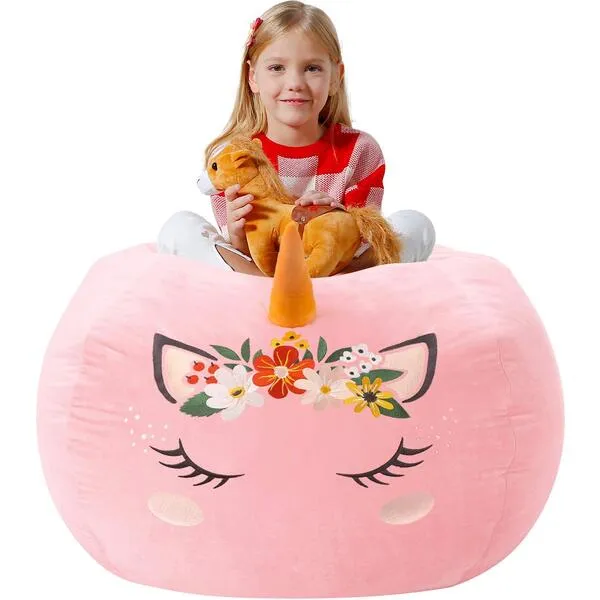 Aubliss Stuffed Animal Storage, Velvet Bean Bag Chairs Cover, X-Large 38