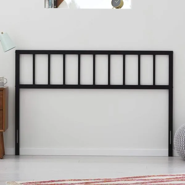 Linenspa Black Decorative Metal Steel Construction- Vertical Bar Design-40 Inches Tall Headboard, Queen