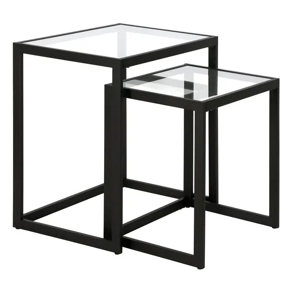 Henn&Hart Rectangular Nested Side Table in Blackened Bronze, Table for Living Room, Bedroom