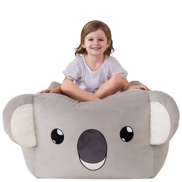 Aubliss Stuffed Animal Storage Bean Bag Chairs for Kids, Velvet Extra Soft Beanbag Chair Cover, X-Large Stuffable Zipper Bean Bag for Organizing Plush Toys Boys Girls, Koala