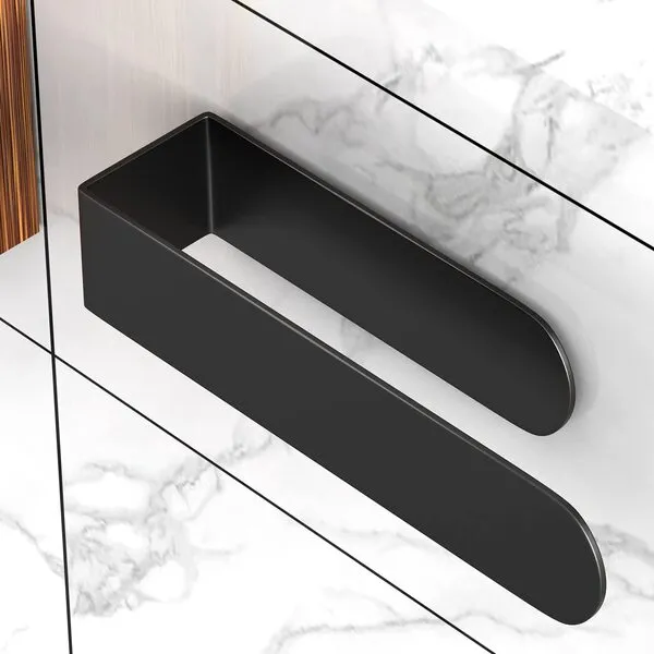 HUFEEOH Hand Towel Holder, Black Hand Towel Bar, Stainless Steel Self Adhesive Bathroom Towel Bar Stick on Wall