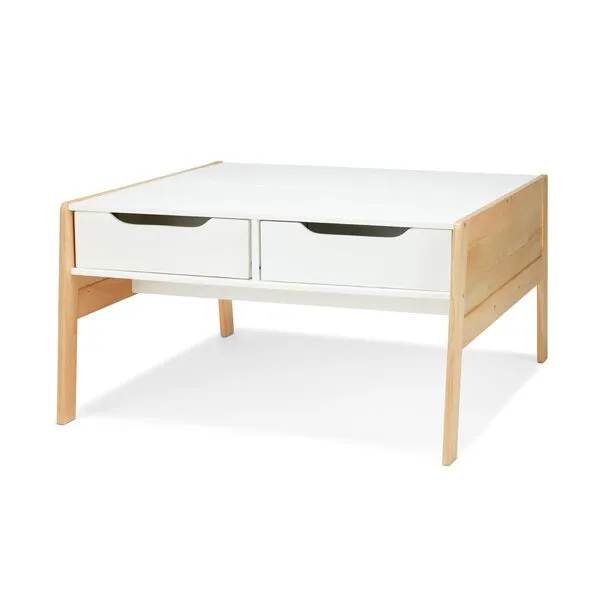 Melissa & Doug Wooden Art & Kids Activity Table with Storage Bins - White