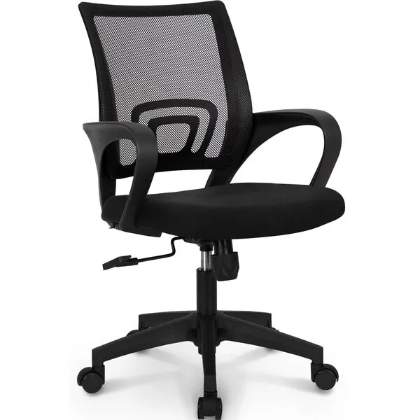 Neo Chair Office Computer Desk Chair Gaming-Ergonomic Mid Back Cushion Lumbar Support with Wheels Comfortable Blue Mesh Racing Seat Adjustable Swivel Rolling Home Executive (Black)
