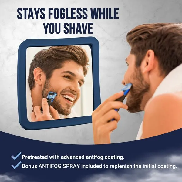 MIRRORVANA Fogless Shower Mirror for Shaving with Upgraded Suction, Anti Fog Shatterproof Surface and 360° Swivel, 6.3