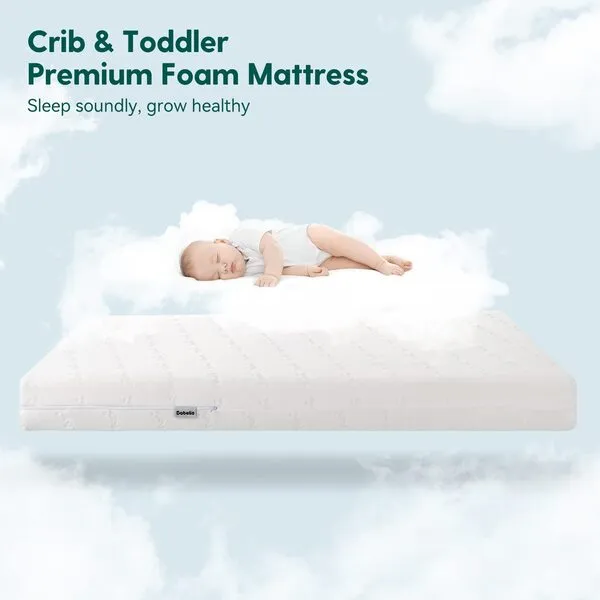 BABELIO Breathable Crib Mattress, Dual-Sided Memory Foam Toddler Mattress, Waterproof Baby Mattresses for Crib and Toddler Bed, Removable and Machine Washable Mattress Cover, 52\