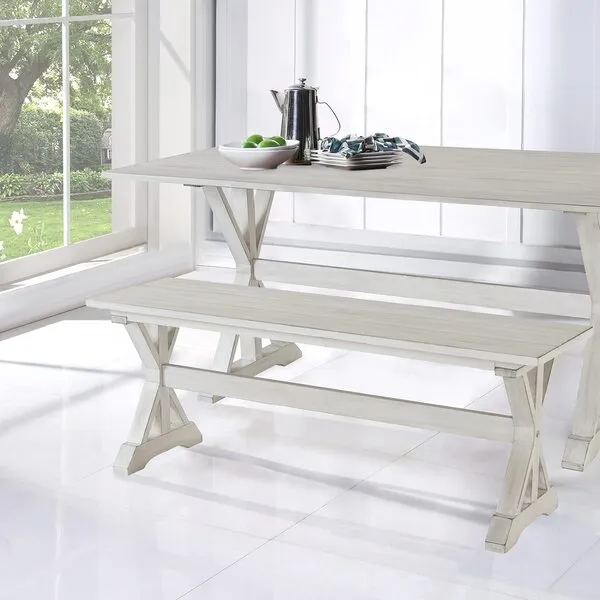Boraam Jamestown Bench, Dining Height, Antique White