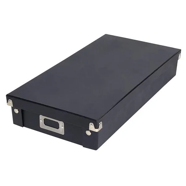Snap-N-Store Cassette Tape Storage Box - 2 Pack, Durable Boxes with Lids to Hold up to 50 Cassette Cases - Black