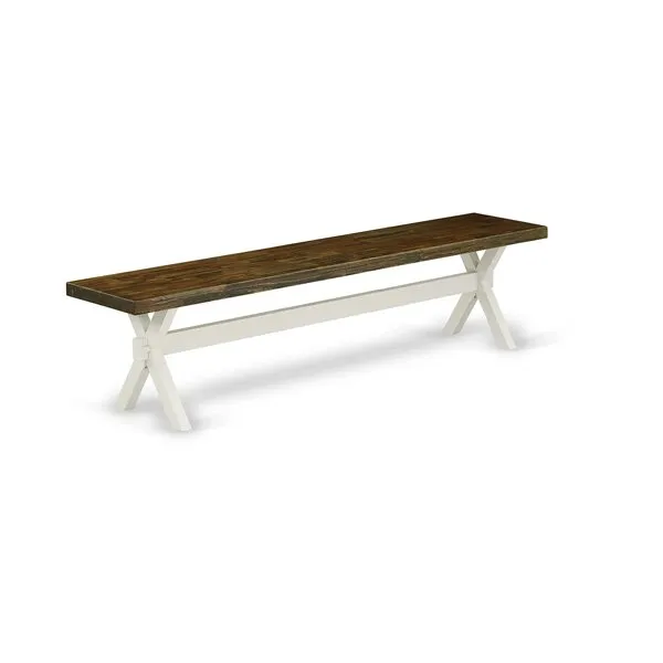 East West Furniture X-Style Modern Dining Bench with Wooden Seat, 72x15x18 Inch, XB077