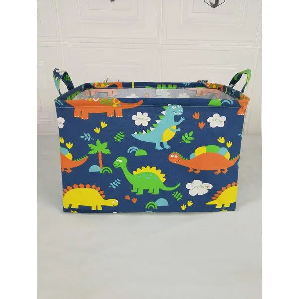 ACMUUNI Rectangle Blue Dinosaur Pattern Kids Storage Basket Laundry Clothes Basket Laundry Hamper with Handles,Baby Toys Storage Box and Bins Toys Gift Basket for Boys and Girls Rooms Decor