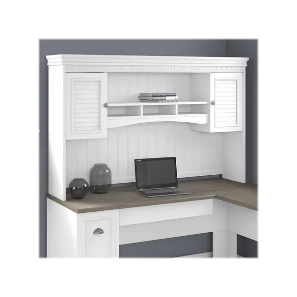 Bush WC53631-03 60-Inch W Hutch for L-Shaped Desk, Shiplap Gray/Pure White