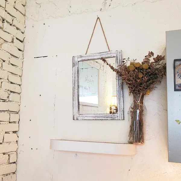 AAZZKANG Wood Mirror with Frame Rustic Wall Mirror Rectangular Decorative Hanging Mirror for Farmhouse Bedroom Bathroom Living Room Entryway Home Wall Decor