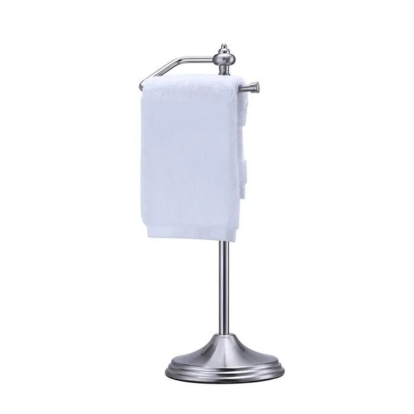 SunnyPoint Heavy Weight Classic Decorative Metal Fingertip Towel Holder Stand for Bathroom, Kitchen, Vanity and Countertops; Hanging Bar is 14.2