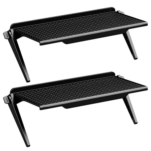 WALI TV Top Shelf 2 Pieces, 12 Inch Adjustable Monitor Top Shelf Holds Up to 13.2lbs, TV Screen Top Storage Shelf Screen Shelf TV Shelf for Cable Box Media Box Router DVD, Black (TSP002-2B)