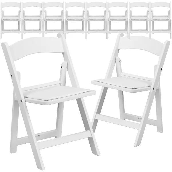 Flash Furniture Hercules Series Kids Padded Folding Chairs for Children up to 6 Years Old, Children's Event Seats with 264-lb. Static Weight Capacity, Set of 10, White