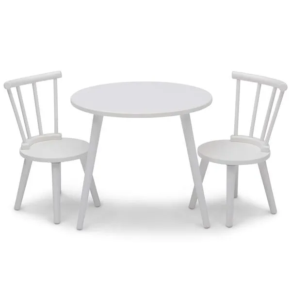Delta Children Homestead Kids Table & 2 Chairs Set - Ideal for Arts & Crafts, Greenguard Gold Certified, Bianca White