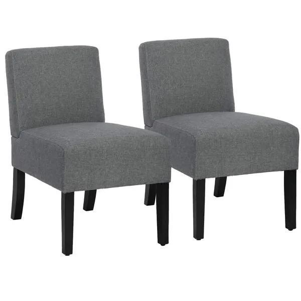 BestMassage Dining Chairs Accent Chair Armless Chair with Solid Wood Legs Home Furniture for Set of 2 Urban Style Modern Elegant Design Fabric Living Room Chairs,Grey