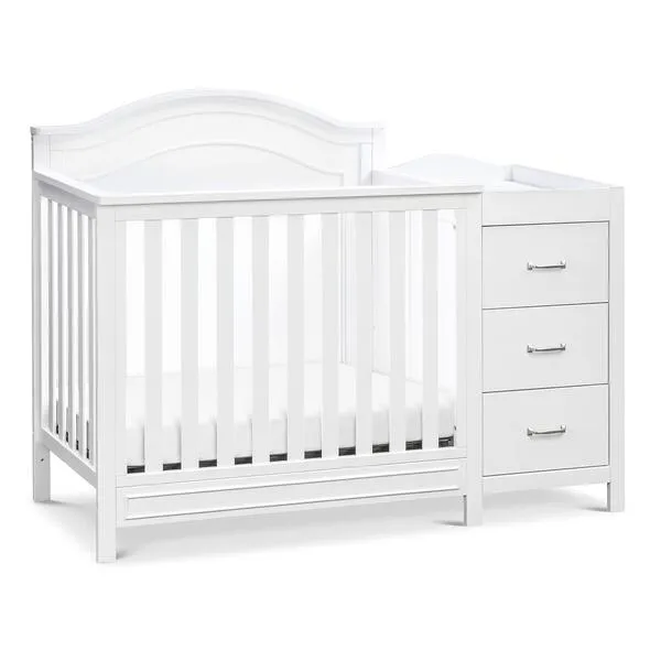 DaVinci Charlie 4-in-1 Convertible Mini Crib and Changer Combo in White, Greenguard Gold Certified