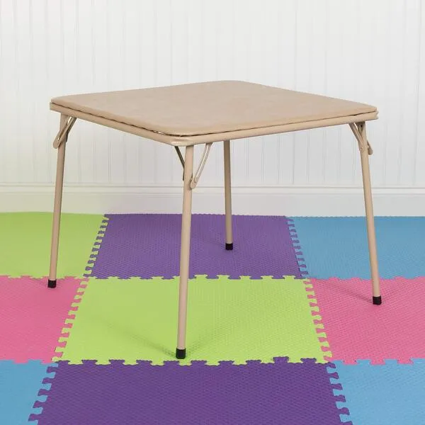 EMMA + OLIVER Kids Tan Folding Game and Activity Table - Toddler Table for Daycare Center