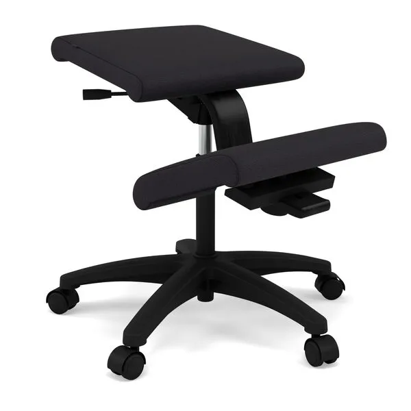 Varier Wing Ergonomic Kneeling Chair with Wheels, Swivel Base and Adjustable Height, Black Revive Fabric, Suitable for Home office and Office