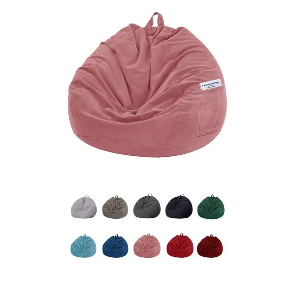 SANMADROLA Stuffed Animal Storage Bean Bag Chair Cover (No Beans) for Kids and Adults.Soft Premium Corduroy Stuffable Beanbag for Organizing Children Plush Toys or Memory Foam Extra Large 300L (Pink)