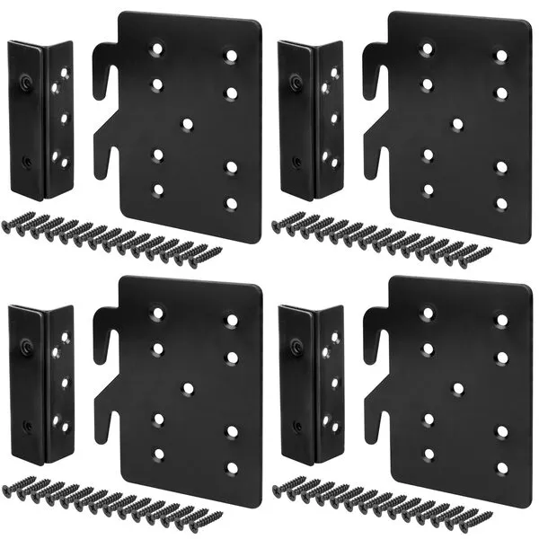 GBGS 4 Sets Bed Frame Bed Post Double Hook Slot Bracket, Cold Rolled Steel 5\