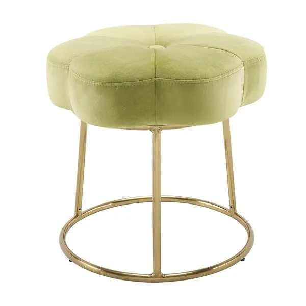 Linon Light Green and Gold Vanity and Accent Talulah Stool