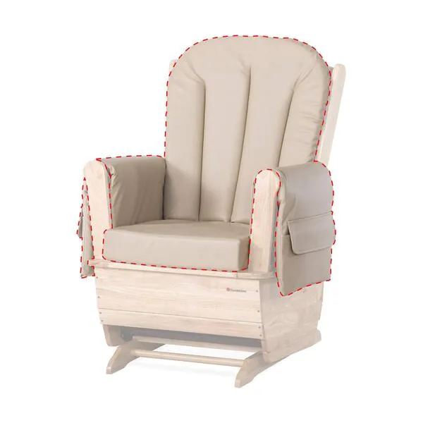 Foundations SafeRocker Glider Rocker Cushion Replacement Set, Durable Vinyl, Storage Pockets to Hold Baby Necessities, Easy-to-Clean and Wipe Down, Extra-Wide Seat (Tan)