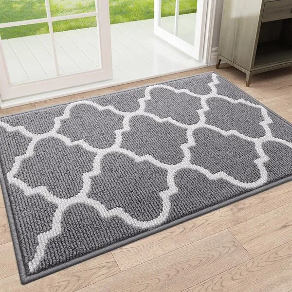 OLANLY Indoor Door Mat, 32x20, Non-Slip Absorbent Resist Dirt Entrance Mat, Washable Low-Profile Inside Floor Mat Doormats for Entryway, Grey