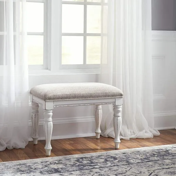 Liberty Furniture Industries Magnolia Manor Accent Bench, W24 x D16 x H19, White