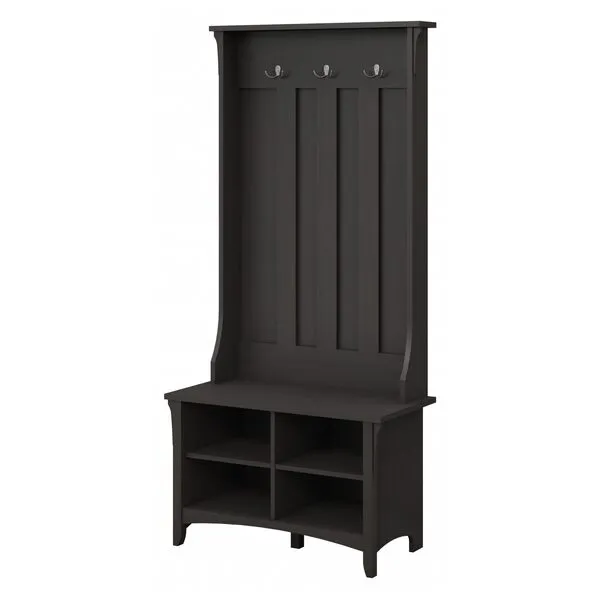 Bush Furniture Salinas Hall Tree with Shoe Storage Bench in Vintage Black