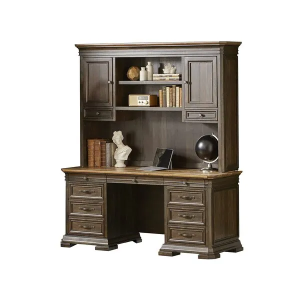 Martin Furniture IMSA682 Executive Hutch with Wood Doors, Fully Assembled, Brown