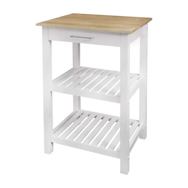 American Trails Sunrise American Kitchen Island, Natural Maple Top, White Base (New)