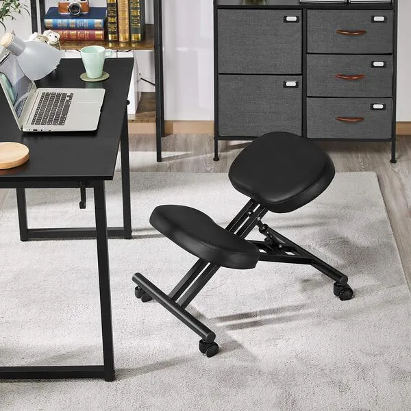 Topeakmart Home Office Ergonomic Kneeling Chair Adjustable Knee Stool Posture Corrective Angled Seat Black