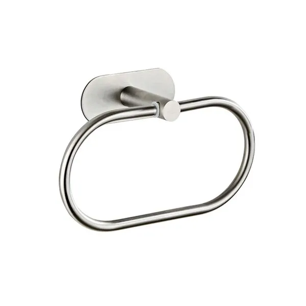 Besteffie Self Adhesive Towel Ring for Bathroom Stainless Steel Adhesive Hand Towel Holder No Drilling Modern Hand Towel Hanger Stick on Wall Brushed Nickel