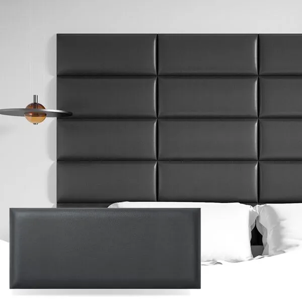Art3d Peel and Stick Headboard for Queen and King in Black, Pack of 9 Panels Sized 9.84