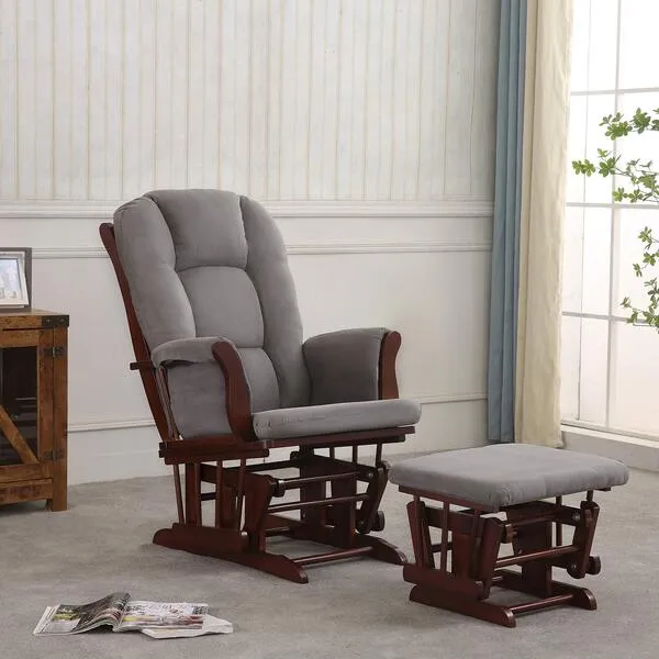 REJOICE HOME Castaway Glider with Ottoman, Espresso/Grey