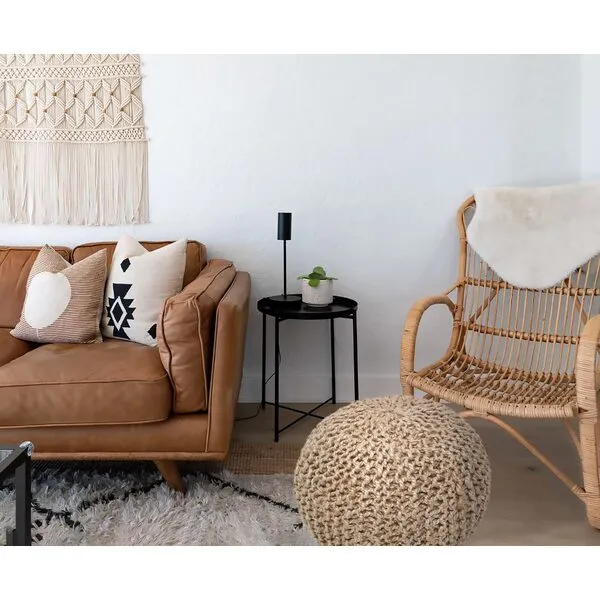 The Home Talk Poufs 100% Jute - Ottoman Footrest for Couch, Floor Chair - Braid Cord Bean Bag for Living Room, Lounge, Patio Floor Cushion for Bedroom, 18