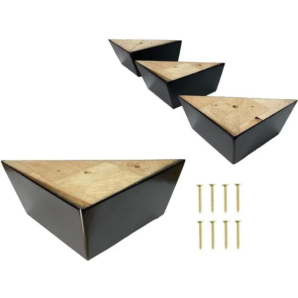 ComfortStyle Furniture Legs, Chair Couch Feet Replacement, Set of 4 Wood Sofa Corner Feet, 2-1/2