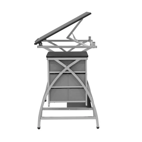 SD STUDIO DESIGNS 2 14 Piece Comet Center Plus, Craft Table and Matching Stool Set with Storage and Adjustable Top, 50x23.75x29.5 inches, Silver/Black