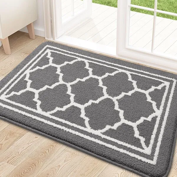 Buganda Indoor Door Mat, Resist Dirt and Absorbent Entrance Mat, Anti-Slip, Low Profile Inside Floor Mat Doormat for Entryway (32x20 inches, Grey)