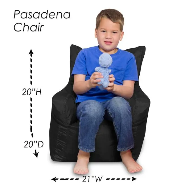 Posh Creations Pasadena Bean Bag Toddlers and Kids, Comfy Chair for Children, Soft Nylon-Black