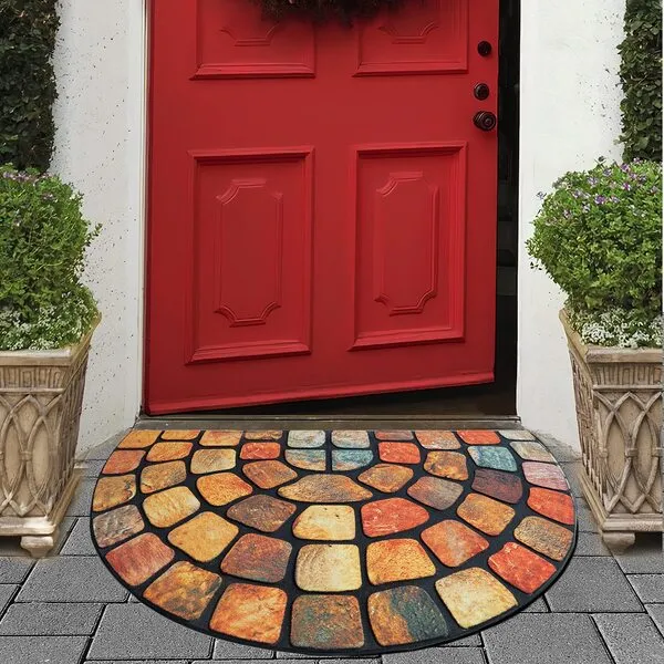 ubdyo Doormat - 30\'\' x 17\'\' - Artificial Grass and Rubber Stripes - Low Profile - Non Slip - Outdoor/Indoor - Orange